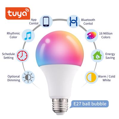 China Residential wifi blue tooth app control RGBCCT E27 led smart smart bulb from Tuya for sale