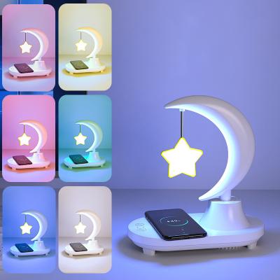 China Modern baby gifts bedside table light atmosphere night light bluetooth speaker with wireless charger for sale