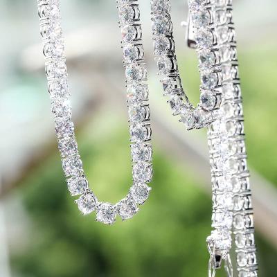 China Hiphop Drop Shipping Diamond Choker Necklace Bling Charm Hip Hop Jewelry 6MM Tennis Chain 925 Sterling Silver for sale