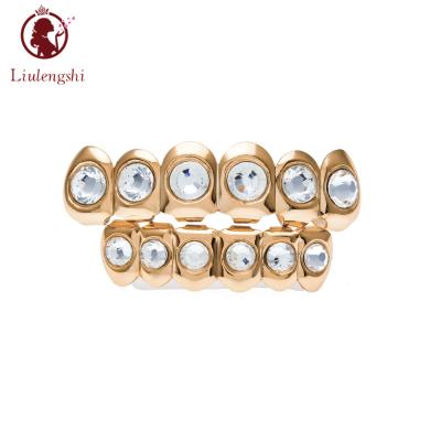 China Teeth Grillz CZ Crystal Rose Gold Teeth Grillz Hip Hop Set Rose Gold Teeth Jewelry Hip for sale