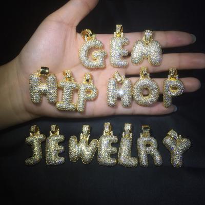 China Hiphop 18K Gold Plated CZ 26 Alphabets Bling Bling Necklace Iced Out Cubic Zircon Letter Pendant Necklace for sale