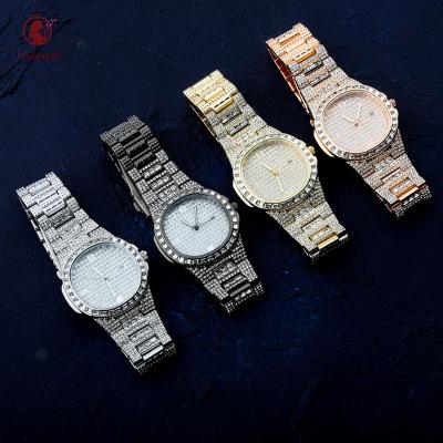 China Oblong Silver Fashion Diamond Quartz Analog Watch Gold Crystal Watch Bling Iced-Out Watch Automatic Date Luxury Men's Wristwatch for sale