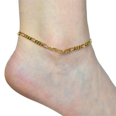 China Hiphop Non Oxidizing Figaro Link Bracelet Anklet Chain 316L Stainless Steel Waterproof Concave Interval Linked Anklets for sale