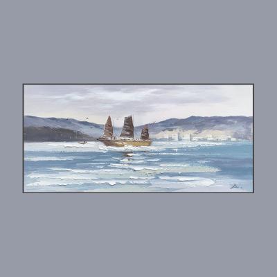 China Classic Wall Art Ocean Sailboat Oil Classical Sea Theme Painting Decoration Texture Texture Painting For Living Room for sale