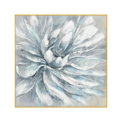 China Classic Realism Texture Art Painting Decoration Wall Blue Flower Texture Theme Decor Oil Painting for sale