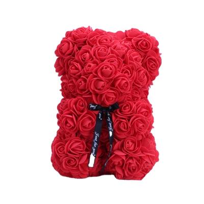 China Artificial Styrofoam Teddy Bear Hot Selling Valentines Day PE Rose Flowers Teddy Bear Box Mother's Day Gifts for sale