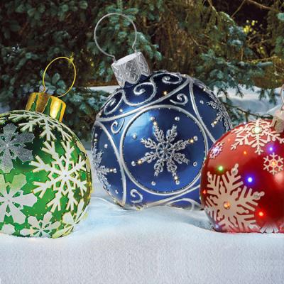 China Xmas Decoration 60cm Large Christmas Outdoor Home Decoration PVC Christmas Ornaments Balloon Ball for sale