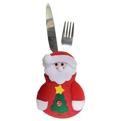 China Christmas Decoration DIY Christmas Decoration Kitchen Ornament Santa Claus Snowman Elk Cutlery Holder Bags For Tableware for sale