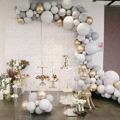 China Baby Shower Gray Gold White Balloon Garland Placed for Baby Shower Wedding Birthday Party Decoration Balloon Arch Kit for sale