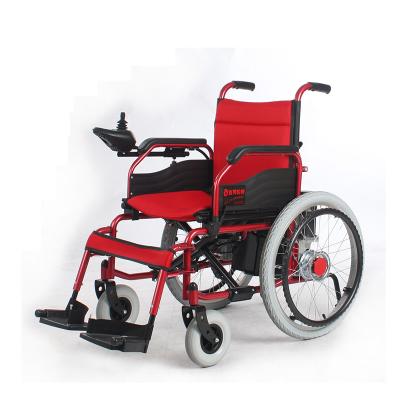 China Self-Braking Collapsible Electric Wheelchair Foldable Lightweight With Red Cushion for sale