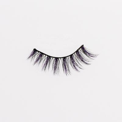 China Crisscross Colored Purple Color Faux 3D Style Fashion Effect Fluffy Lashes Mink Eyelash Vendor Customized Boxes for sale