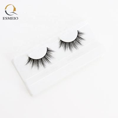 China Private Label 3D Faux Mink Eyelashes Soft Band Full Criss Cross Band Lashes Natural Looking Synthetic Lashes for sale