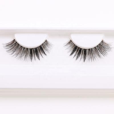 China Reusable Vegan Criss-Cross Lashes Custom Transparent Faux Mink Eyelash Synthetic Eyelash Strip for sale