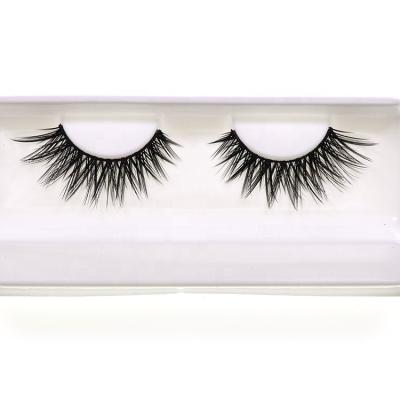 China New Fashion Criss Cross Style Synthetic Lashes Winged Black Soft Strip Shape Korean Fiber Eyelashes for sale