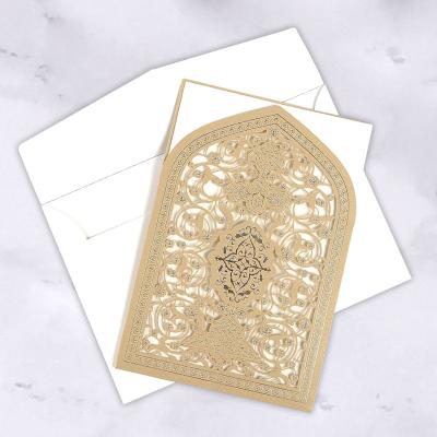 China Muslim India Wedding Cards , Muslim Invitation Cards Laser Cut Wedding Cards for sale