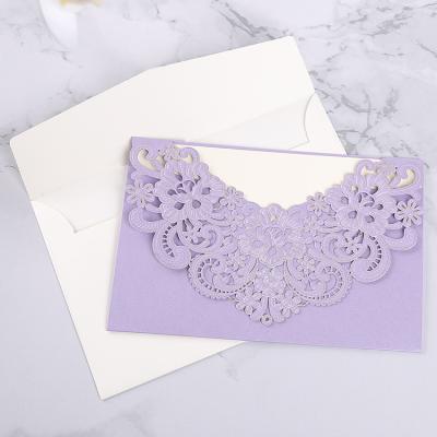 China Europe Laser Cut Invitation Letter , Korean Custom Wedding Invitation Card for sale