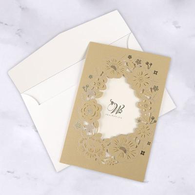 China Europe Korean / Hindu Style Rose Gold Wedding Invitations Paper Wedding Card for sale