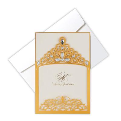 China European Classic Diamond Laser Cut Luxury Classy Wedding Cards Wedding Invitations for sale