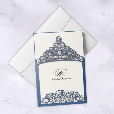 China European Laser Cutting Paper Jewelry Royal Wedding Card Design for sale