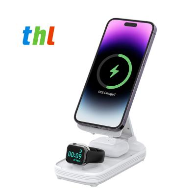 China Phone stand power bank THL wireless charging portable power bank large capacity 3 in 1 wireless phone stand power bank 10000 mah power bank for sale