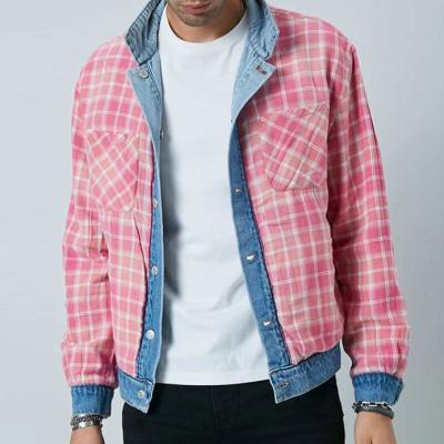 Cina Men's Winter Jackets China Factory Custom Plaid Coat Reversible Men's Denim Jacket Breathable in vendita