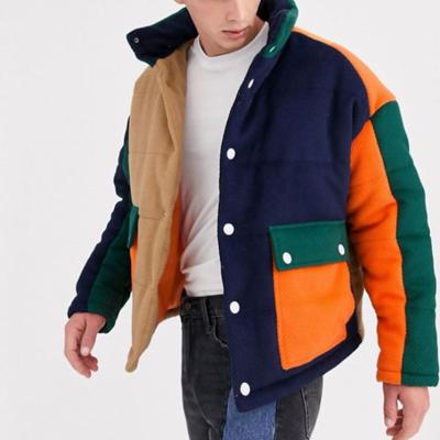 Cina High Quality Stripper Jacket Mens Funnel Neck Color Block Jacket Wind Cotton Winter Jackets Breathable Coats in vendita