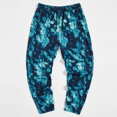 China Custom Anti-pilling Men's Tie Dyed Elastic Drawstring Waist Sweatpants for sale