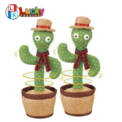 China Bring New Come Happy Custom Hot Selling Amazon Flowerpot Cute Stuffed Dance Luminous Talking Electric Cactus for sale