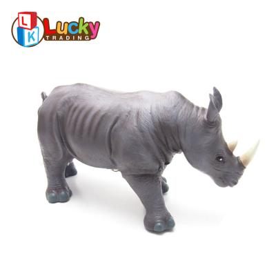 China 17 inch plastic rhinoceros model wild animal toy rhinoceros for decoration for sale