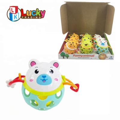 China Plastic Bear Baby Rattle Cub Hands Educational Activity Sound Maker Soft Toy for Kids for sale