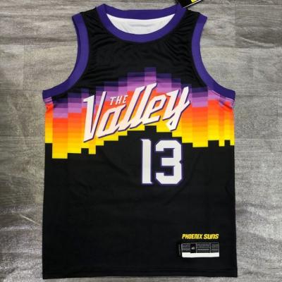 China 2021 breathable ready to ship basketball wear singlet youth men uniform NEW NASH #13 PAUL#3 BOOKER#1black basketball singlet for sale