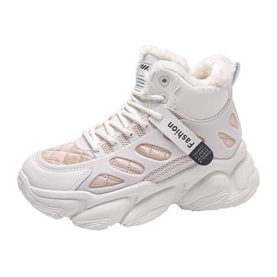 China CUSHIONING hot plush shoes high top women 2021 new big cotton shoes women leisure sports basketball shoes j-a08 for sale