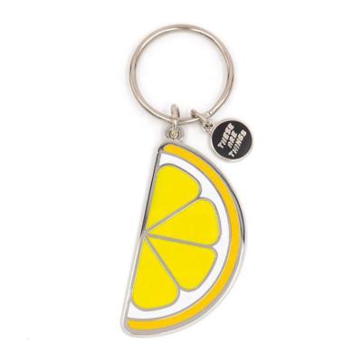 China Custom Promotional Engraved Key Chain Metal Gift Logo Lemon Shape Key Ring for sale