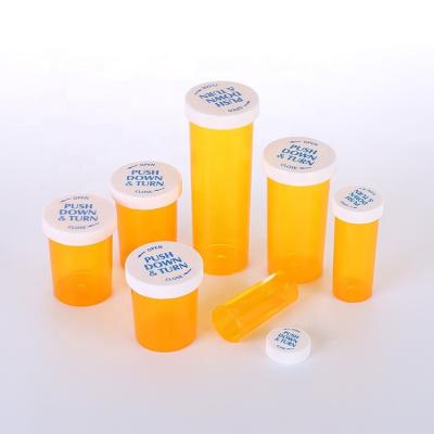 China Empty Plastic Medicine Pills Medicine Vial With Reversible Lid Amber Plastic Bottle Pharmaceutical for sale