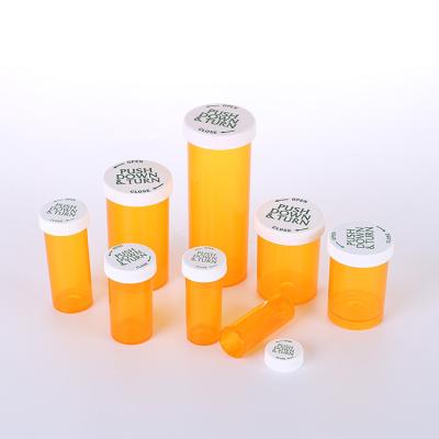 China 8 Drachma Cap Medicine Containers Orange Child Resistant Resistant Vials Cap Prescription Vials Bottle Plastic Kid Safe for sale