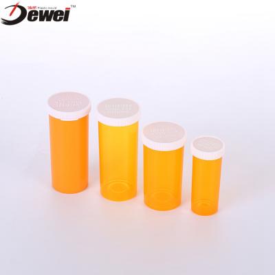 China Food Grade PP 6 Orange Wholesale 8 10 13 16 20 30 40 60 Pill Bottle Plastic Container Prescription Vials With Snap Caps for sale