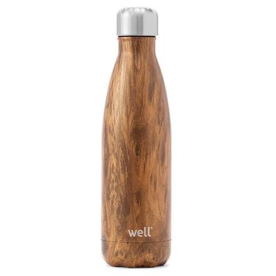 China Stocked 17oz SSwell Stainless Steel Water Bottle Teakwood Triple Layered Vacuum Insulated Cola Shape Containers Keeps Beverages Cold And Hot for sale