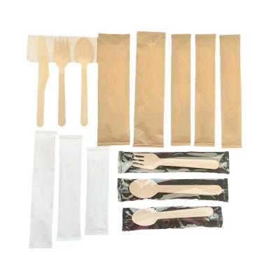 China Disposable Food Grade 170mm Bamboo Wooden Cutlery Set Disposable Fork Disposable Takeout Spoon Knife for sale