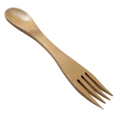 China Eco Spork Disposable Creative Bamboo Wooden Bamboo Fork 2 Mini Spork Spoon Camper In 1 for sale