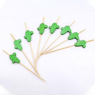 China Wholesale Custom Easily Cleaned Party Disposable Wedding Colored Bamboo Skewers With Knot Ring Heart Shape for sale