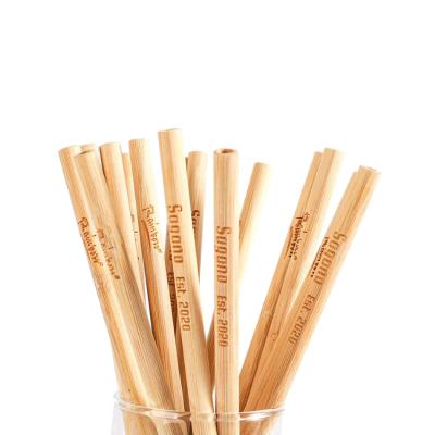 China Eco Disposable Up-to-date Natural Bamboo Straws Straw With Customized Logo Wholesale Reusable Bamboo Drinking for sale