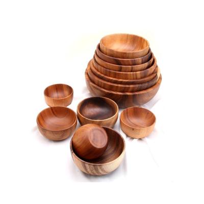 China Day Shopping Disposable Kitchen Salad Bowl Coconut Style Bamboo Wooden Bowl With Spoon for sale