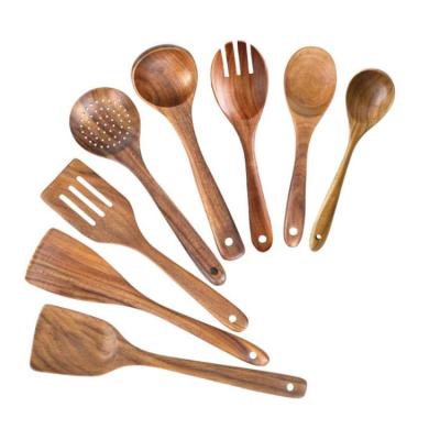 China Sustainable Free Shipping Kitchenware Accessories Tools Bamboo Wooden Utensils Turner Spoons Set For Cooking for sale