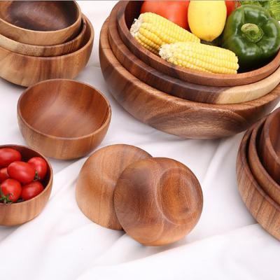 China Wholesale Custom Style Disposable Wooden Bowl Coconut Bowl Mango Paste Salad Acacia Kitchen for sale