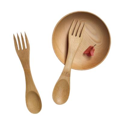 China Disposable Up-to-Date All in One Hold Up Spork Mini Wooden Bamboo Spoon and Reusable Fork Camping Spork for sale