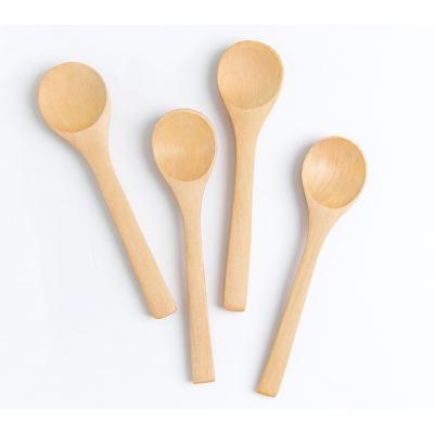 China Disposable Wholesale Custom Honey Salt Tea Coffee Flat Small Wooden Mixing Spoons for sale