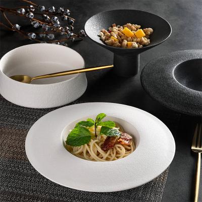 China Best Selling Quality Vintage Luster Hot Crude Dish Household Wholesale Durable Ceramic Bowl Salad Spaghetti Dish Restaurant Tableware for sale