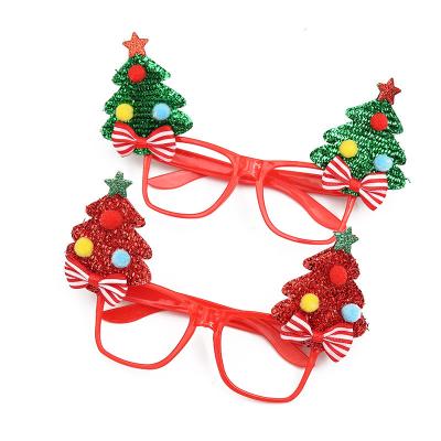 China Christmas Ornament Glasses Frame Cartoon Christmas Tree Wholesale Glass Frame For Kids Christmas Decoration Ornament Glasses for sale