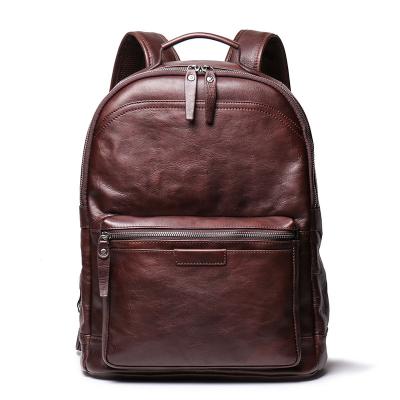 China High quality real leather men's backpack pocket genuine leather bag vintage women waterproof new fashion design scare leather school bag for sale