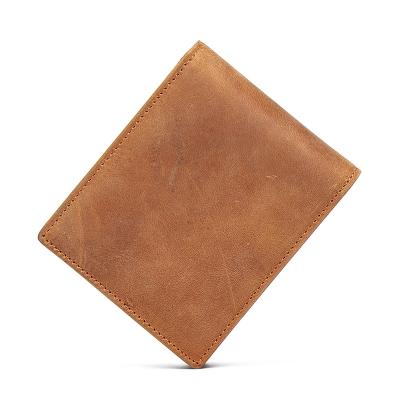 China Wholesale Genuine Good Quality Vintage Genuine Leather Mens RFID Wallet FRID ID Card Cover Case Cowhide Wallet for sale